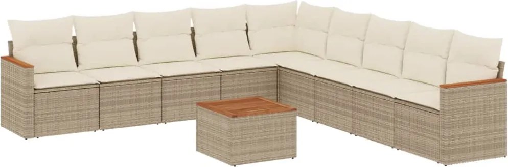 vidaXL Set canapele de grădină cu perne, 10 piese, bej, poliratan