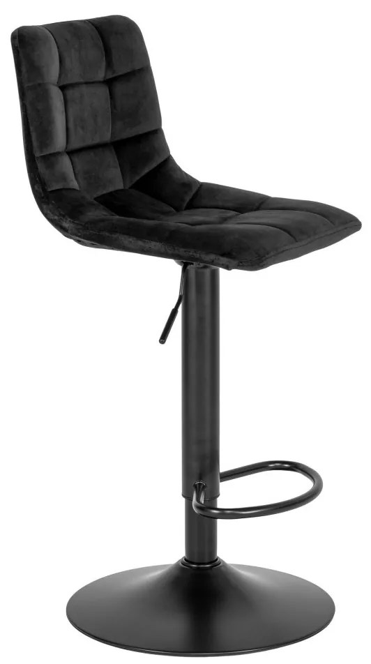 Taburet de bar Middelfart, catifea, negru, picioare negre