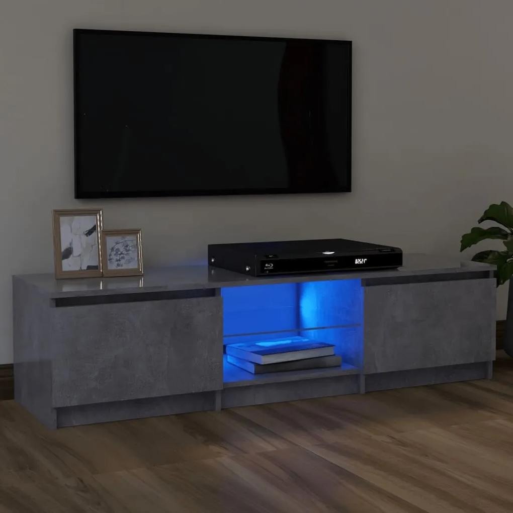 Comodă tv cu lumini led, gri beton, 120x30x35,5 cm
