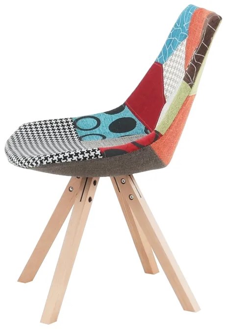 Scaun, ţesătură patchwork/lemn, KIMA NEW TYP 2