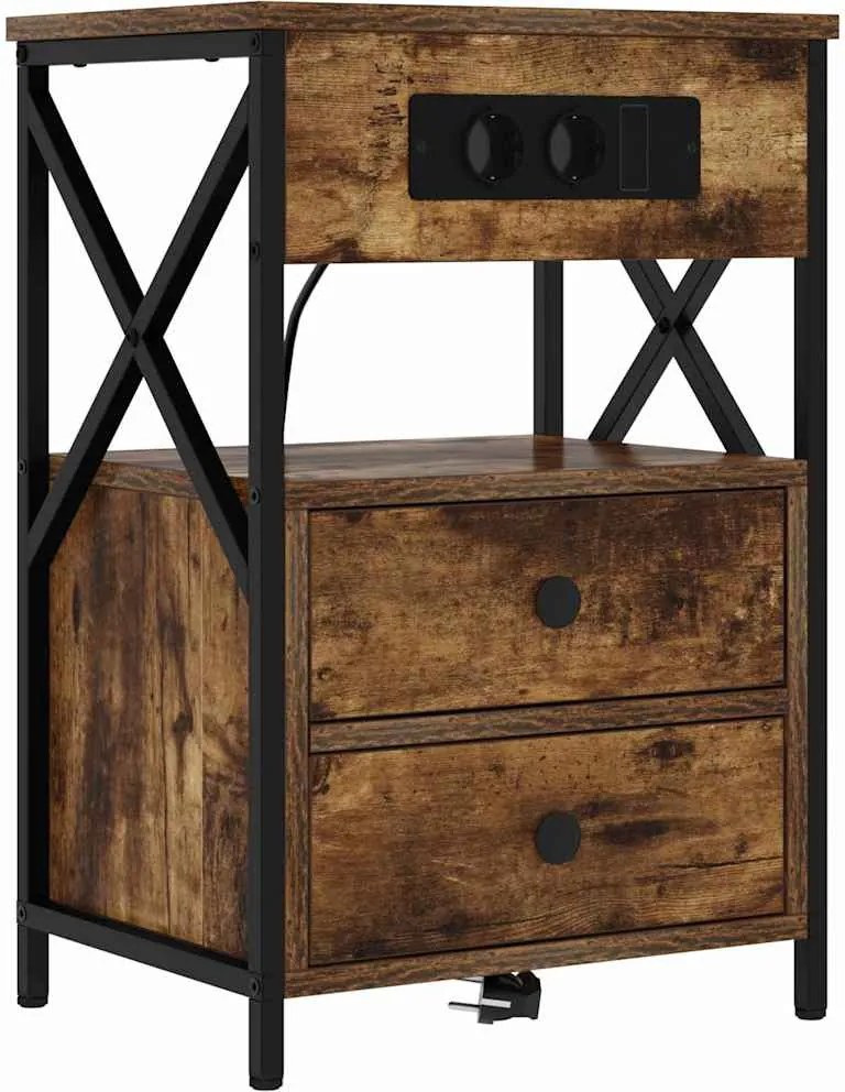 vidaXL Dulap de noapte Stejar fumuriu 40 x 31 x 60 cm Lemn compozit