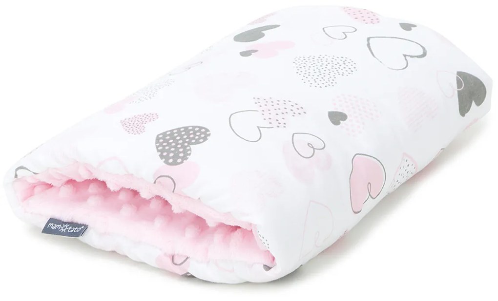Mamo Tato Perna de alaptare pe mână cu minky, Inimi pastel