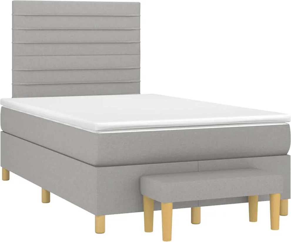 vidaXL Pat box spring cu saltea, gri deschis, 120x190 cm, textil
