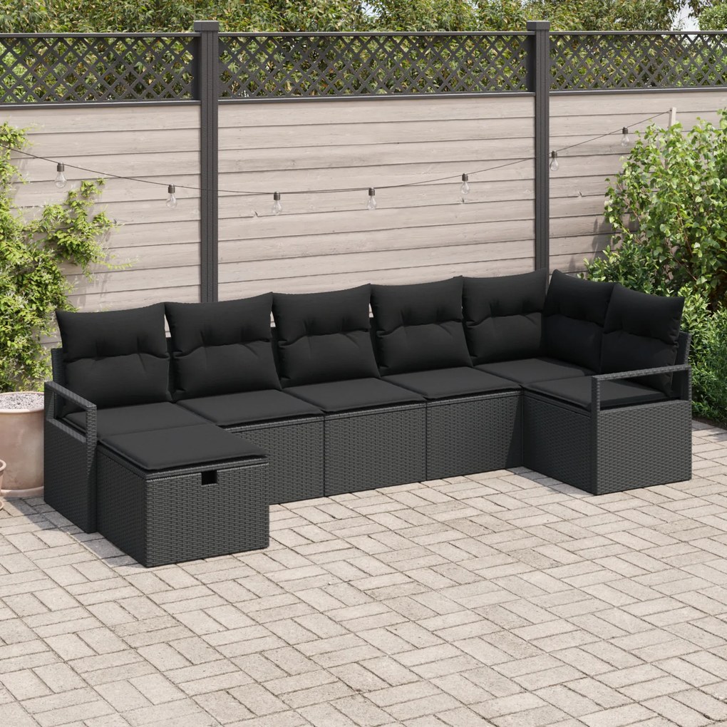 Set canapea grădină vidaXL cu perne negru Ratan Poly