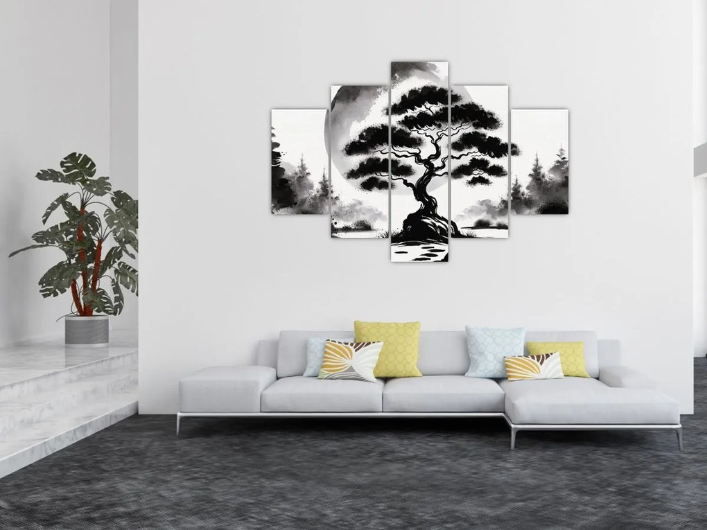 Tablou – Bonsai alb-negru (150x105 cm)