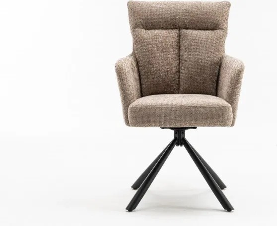 Set de 2 scaune pivotante Big George, tesatura structurata greige sampanie