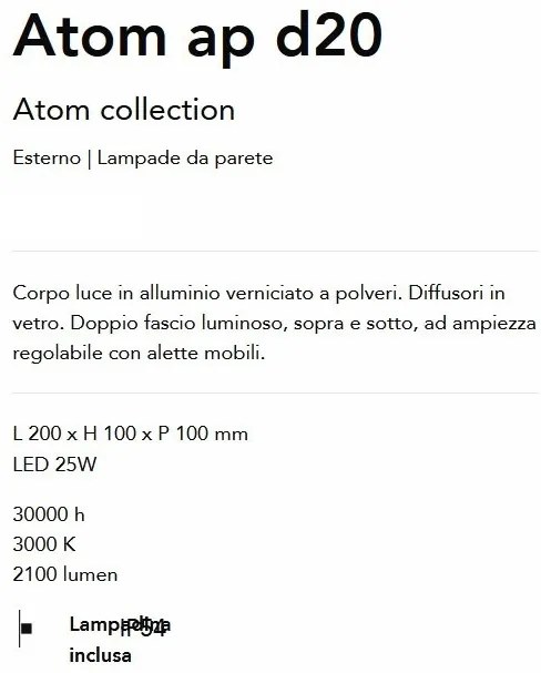 Aplica LED de exterior ambientala Ip54 Atom ap d20 negru