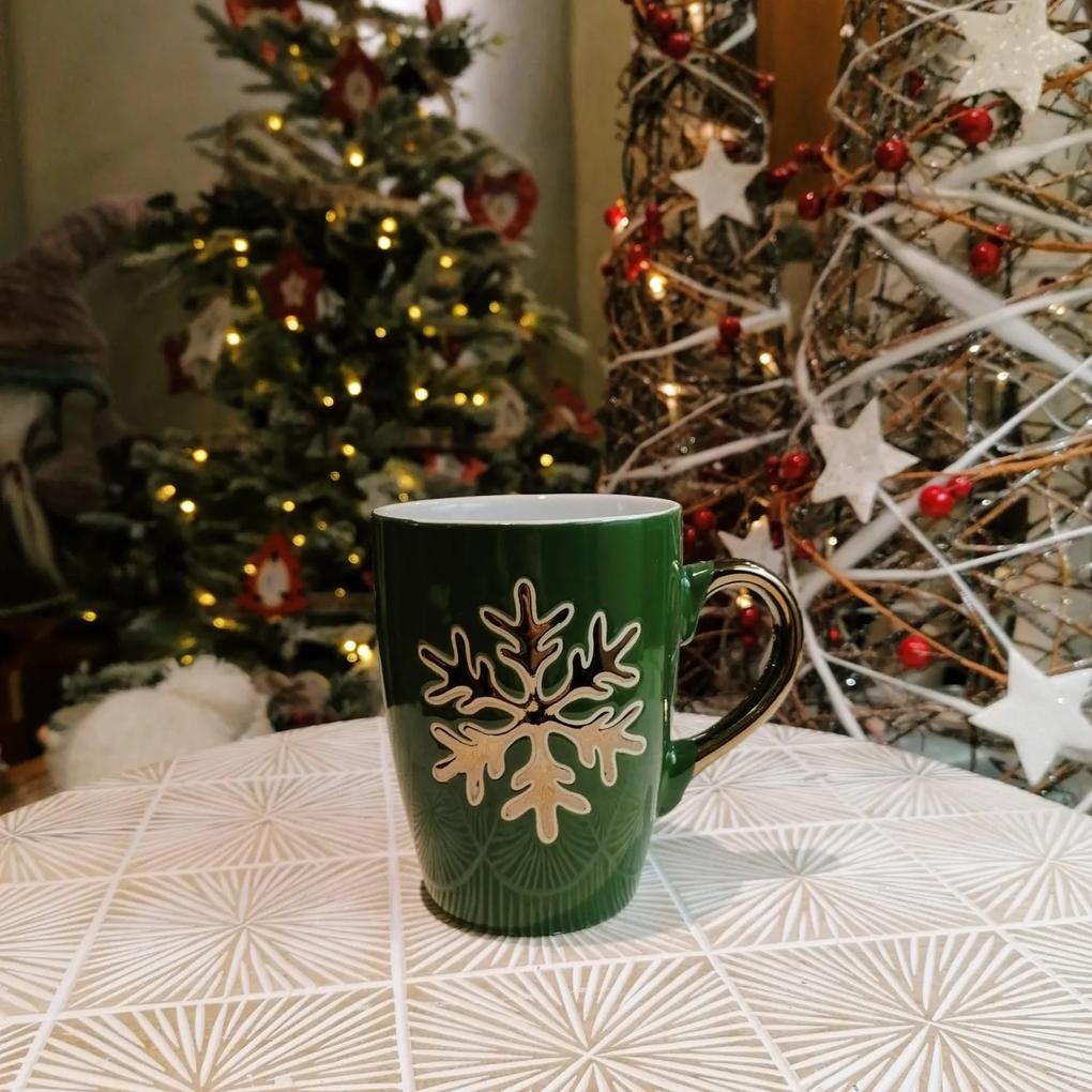 Cana Green Snowflake din ceramica 11 cm