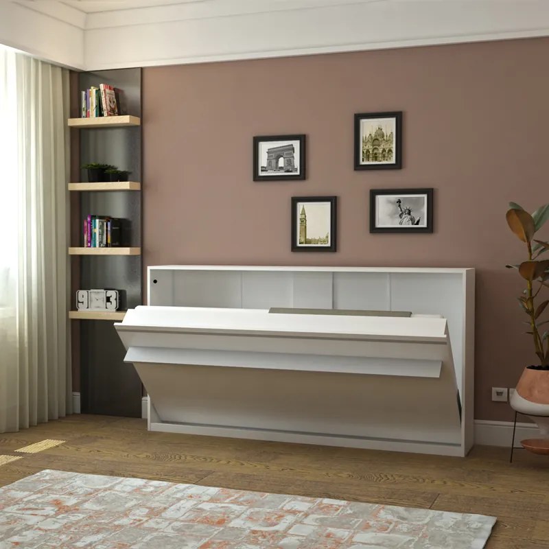Pat rabatabil orizontal fara somiera primer life 200 (90x200) - alb mat
