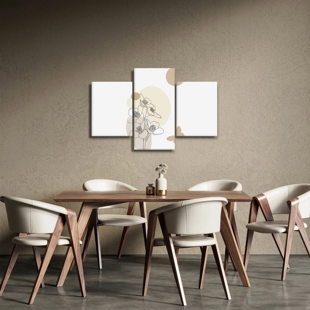 Tablou - Flori bej cu fluture N⁰4 (90x60 cm)