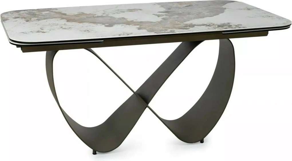 Masa extensibilă Infinity Ceramic alb lucios/cupru L160-240xl95 cm