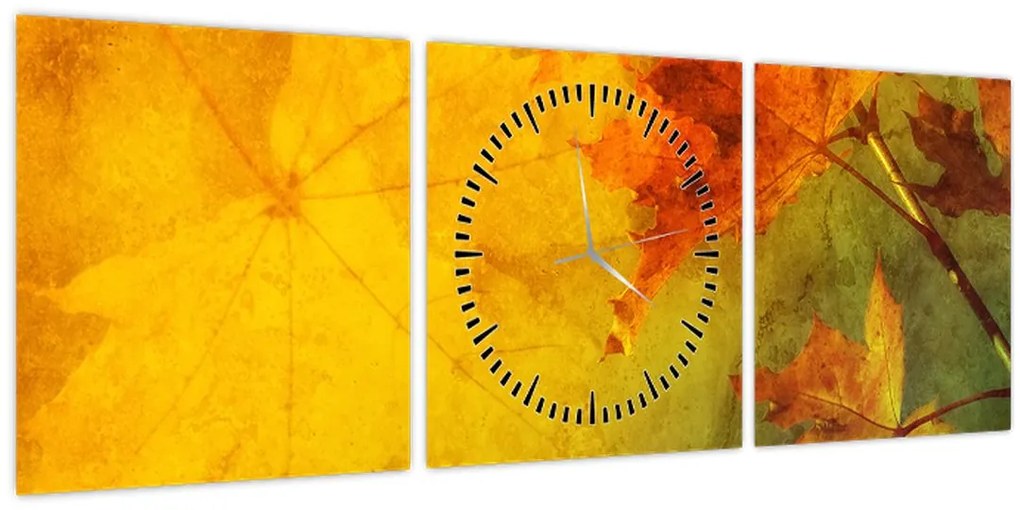 Tablou - Frunze de toamnă (cu ceas) (90x30 cm)