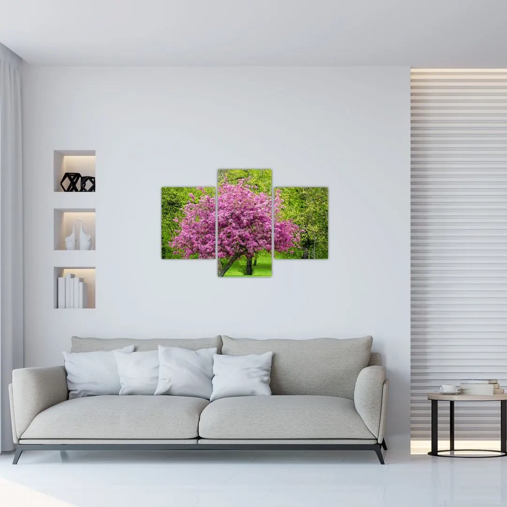 Tablou cu pom înflorit pe luncă (90x60 cm)