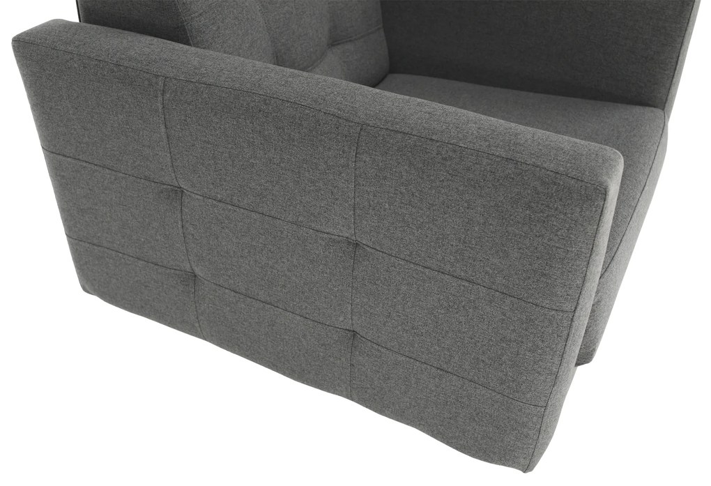 Fotoliu complet tapiţat, material textil gri închis, AMEDIA