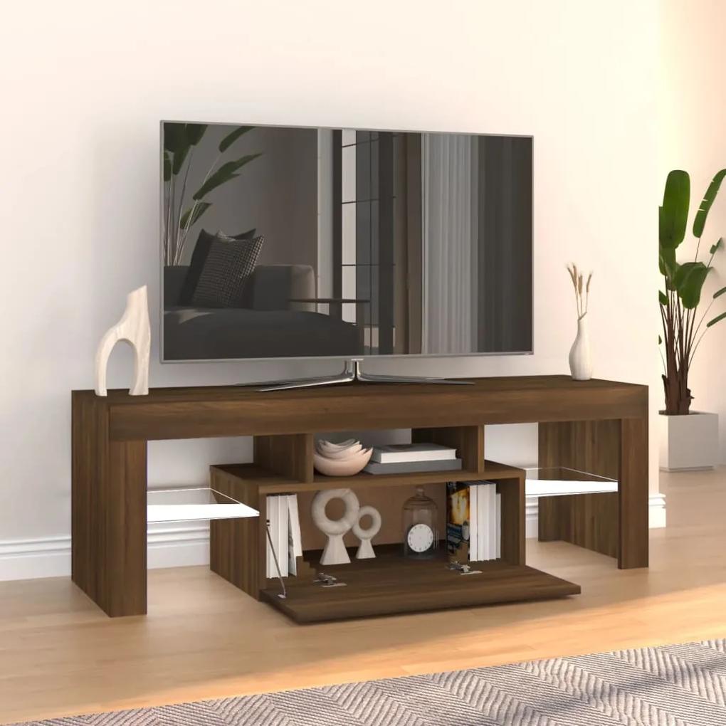 Comoda TV cu lumini LED, stejar maro, 120x35x40 cm 1, Stejar brun