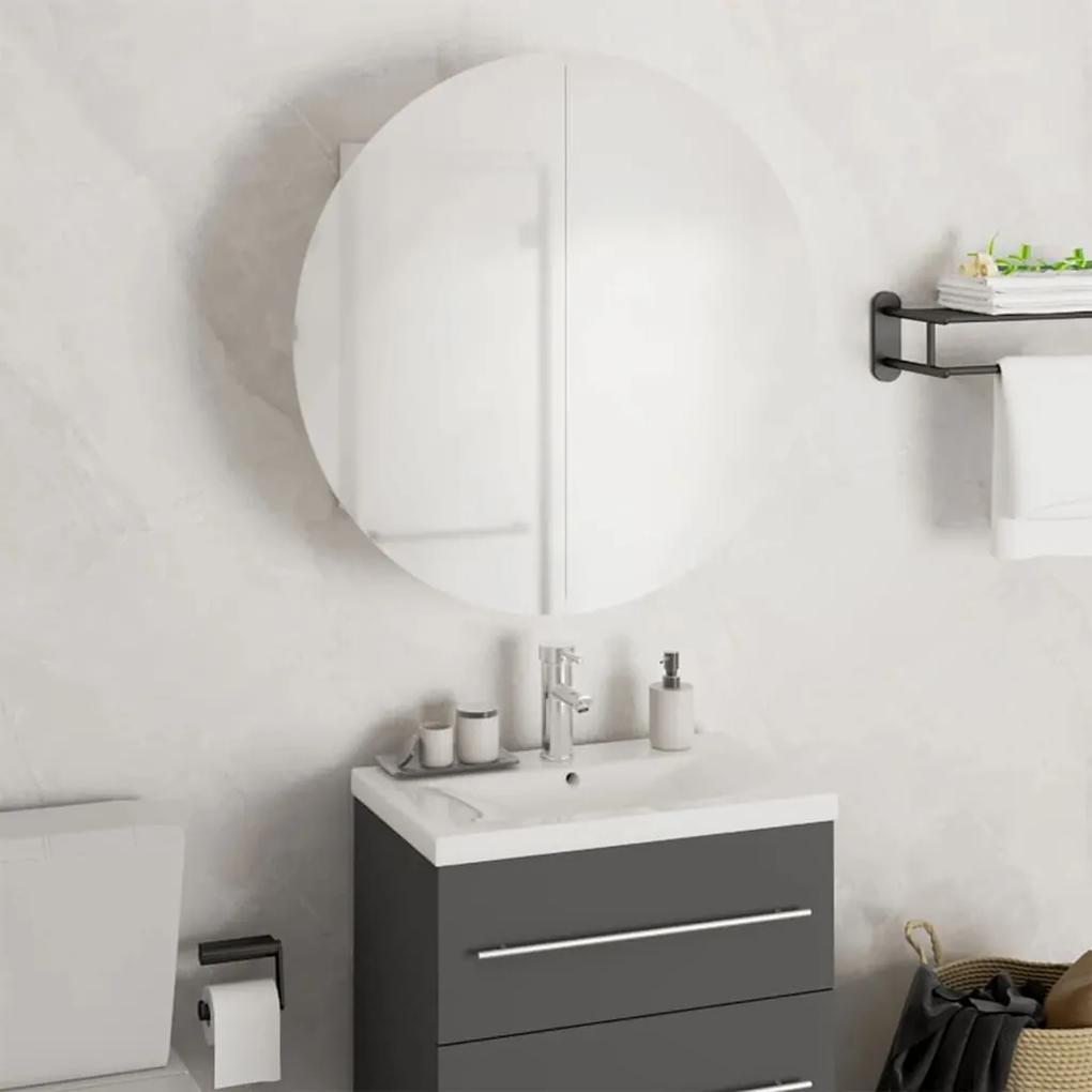 345583 vidaXL Dulap de baie cu oglindă rotundă și LED, alb, 47x47x17,5 cm