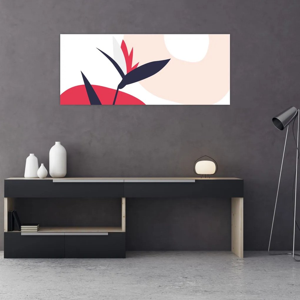 Tablou - Abstracție florală roz N⁰1 (120x50 cm)