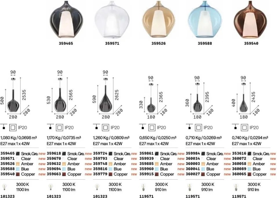 Lustra, Pendul din sticla KALIQUE-3 SP1 D18 FUME