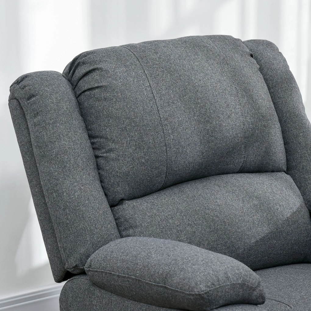 HOMCOM Fotoliu de relaxare, funcție de culcare și suport de picioare, reglabil, până la 150 kg, cadru din oțel, 90 x 96 x 98 cm, Gri | Aosom Romania