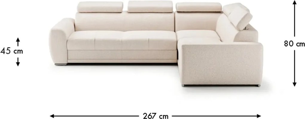 Colțar lemn masiv Moon extensibil 267x194 cm - Stânga