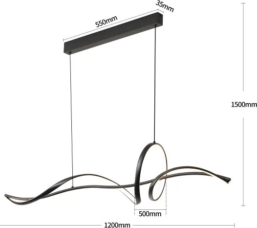 BRILAGI - Lustră LED cu funcție de dimare, suspendată pe cablu SIGNATURE LED/55W/230V 120x23 cm neagră + telecomandă