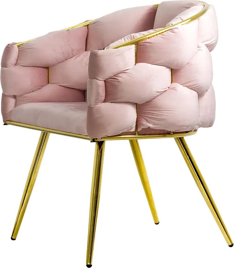 Scaun living roz din catifea cu aspect modern BUC 251