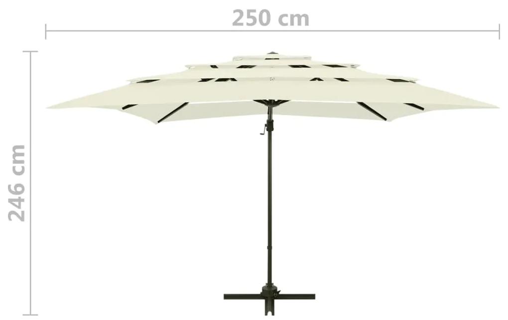 Umbrela de soare 4 niveluri, stalp aluminiu, nisipiu 250x250 cm Nisip