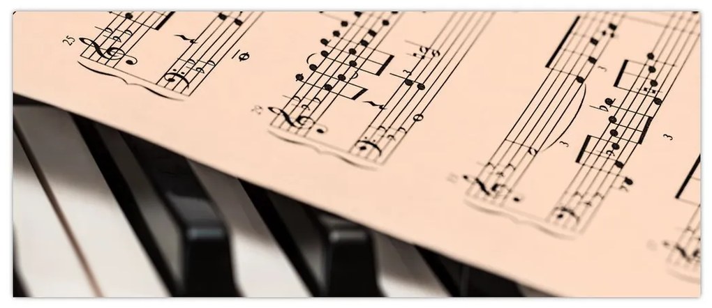 Tablou cu pian și notele muzicale (120x50 cm)
