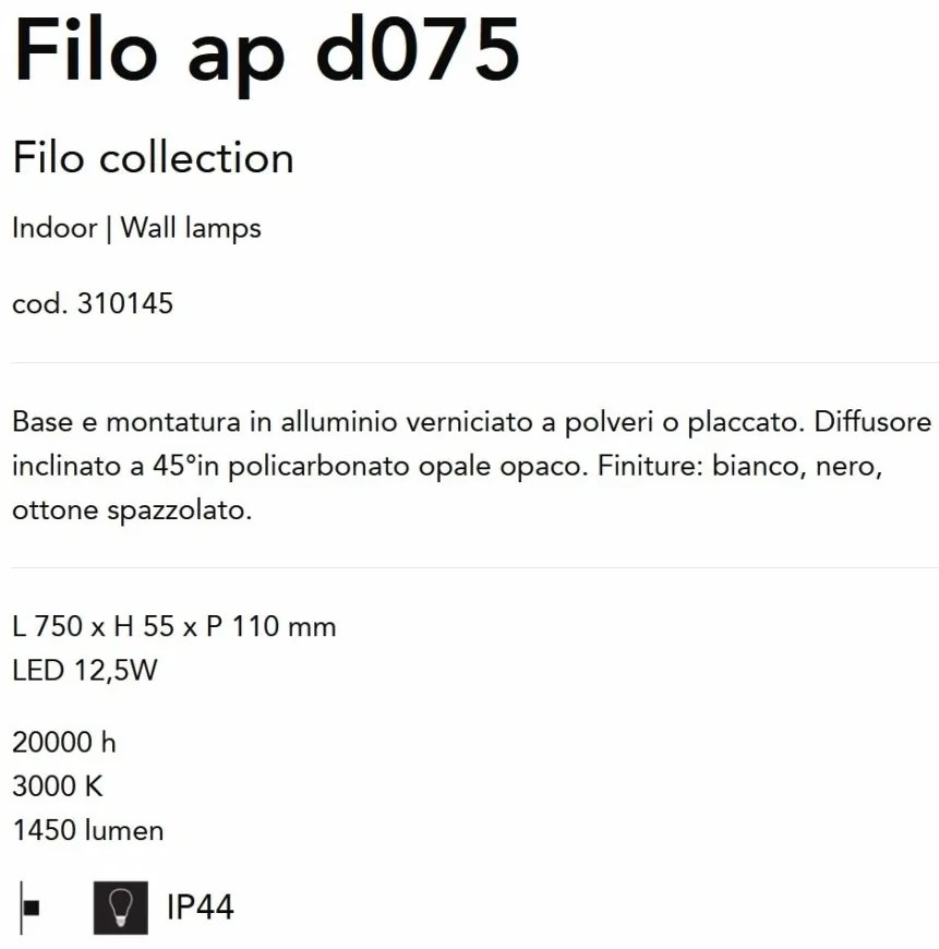 Aplica LED pentru baie cu protectie IP44 Filo ap d075 negru