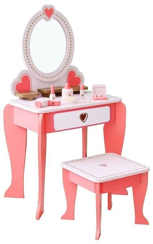 Masuta de toaleta cu oglinda si scaun,accesorii pentru copii,Roz