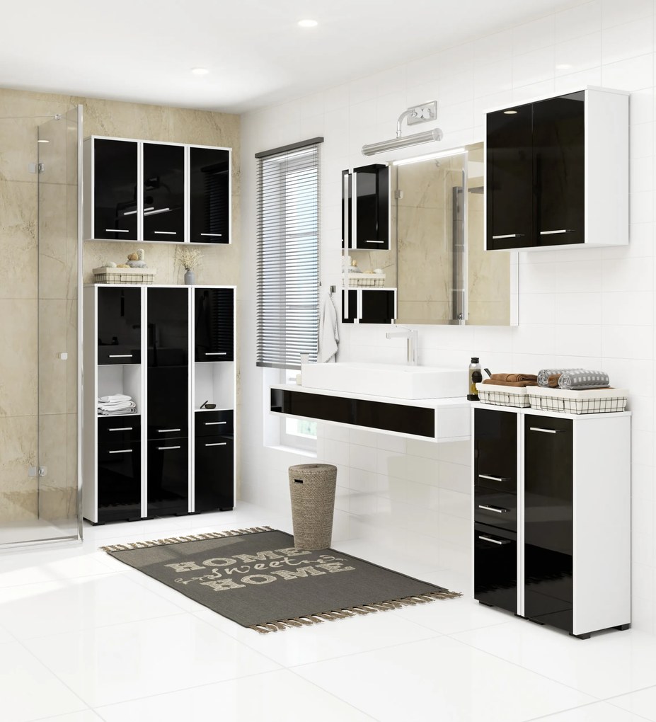 Dulap de baie Farid TYP1 (Negru lucios). 1069855