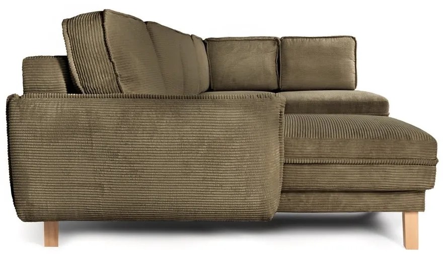 Colțar verde extensibil cu tapițerie din catifea reiată (cu colț pe partea dreaptă/în formă de "U") Tori – Bonami Selection