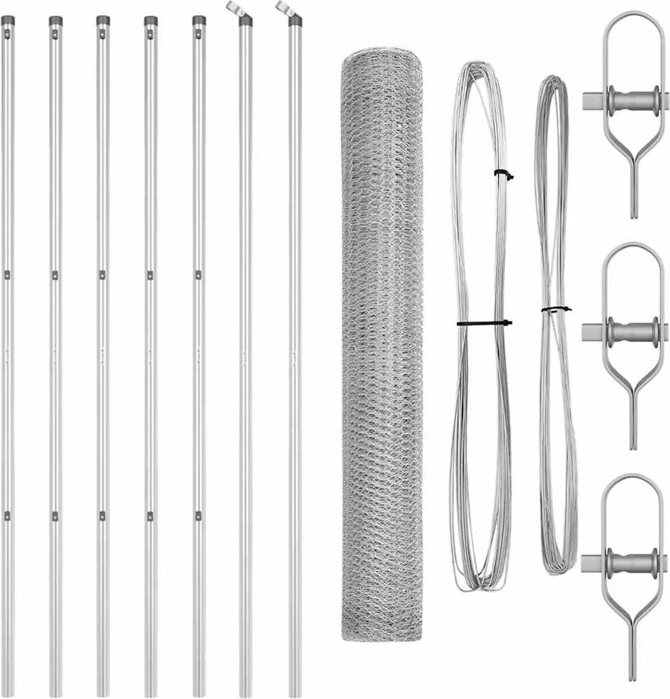 vidaXL Stâlp de gard. Argintiu 10 x 1,2 m (plasă de 13 mm) Oțel