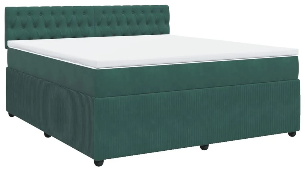 3287815 vidaXL Pat box spring cu saltea, verde închis, 180x200 cm, catifea