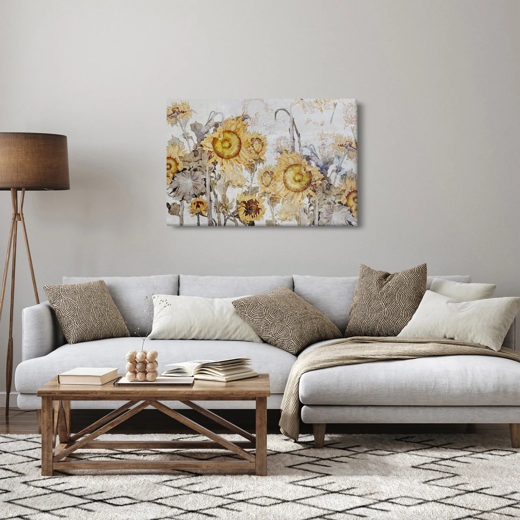 Tablou - Floarea-soarelui pe perete (90x60 cm)