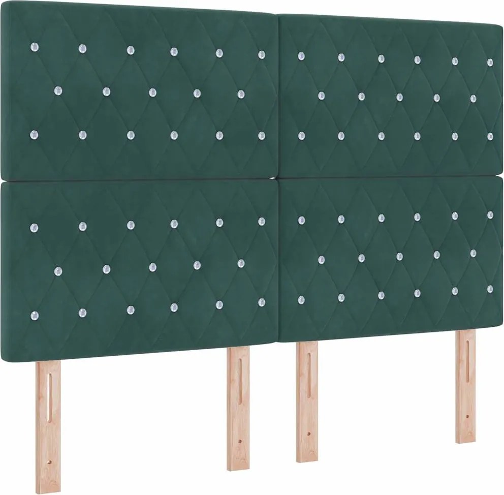 vidaXL Tăblie cap Verde închis 144 cm Catifea