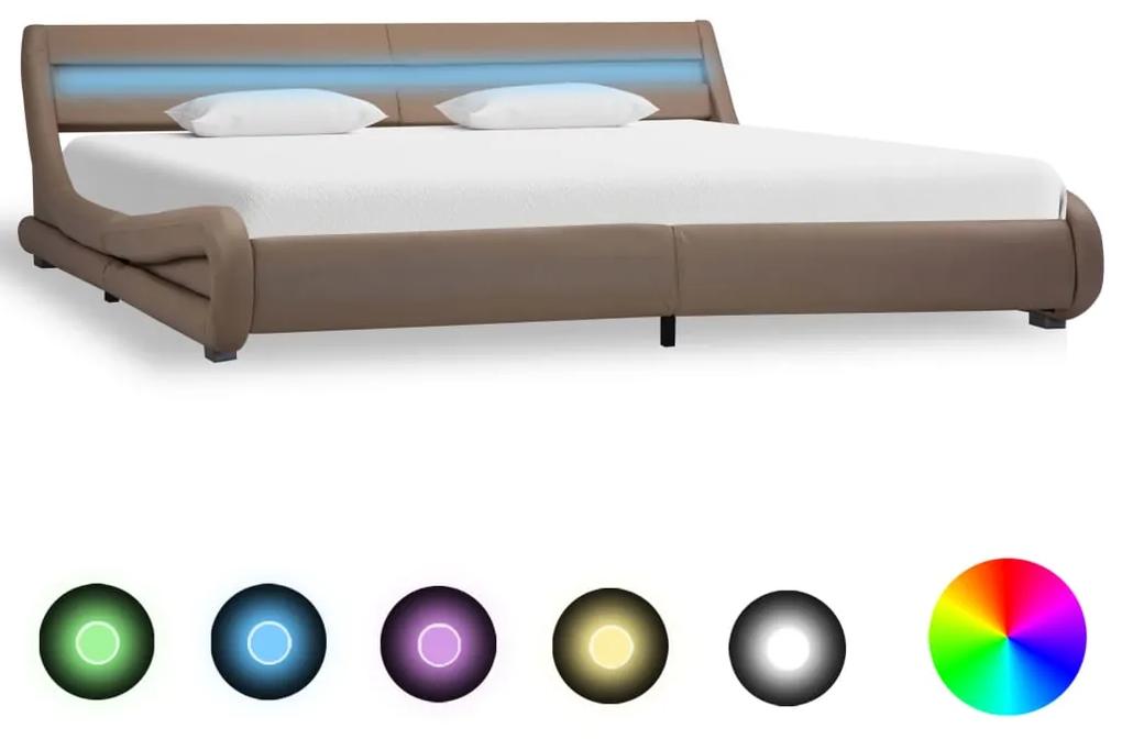 Cadru de pat cu LED, cappuccino, 180 x 200 cm, piele ecologica Cappuccino, 180 x 200 cm