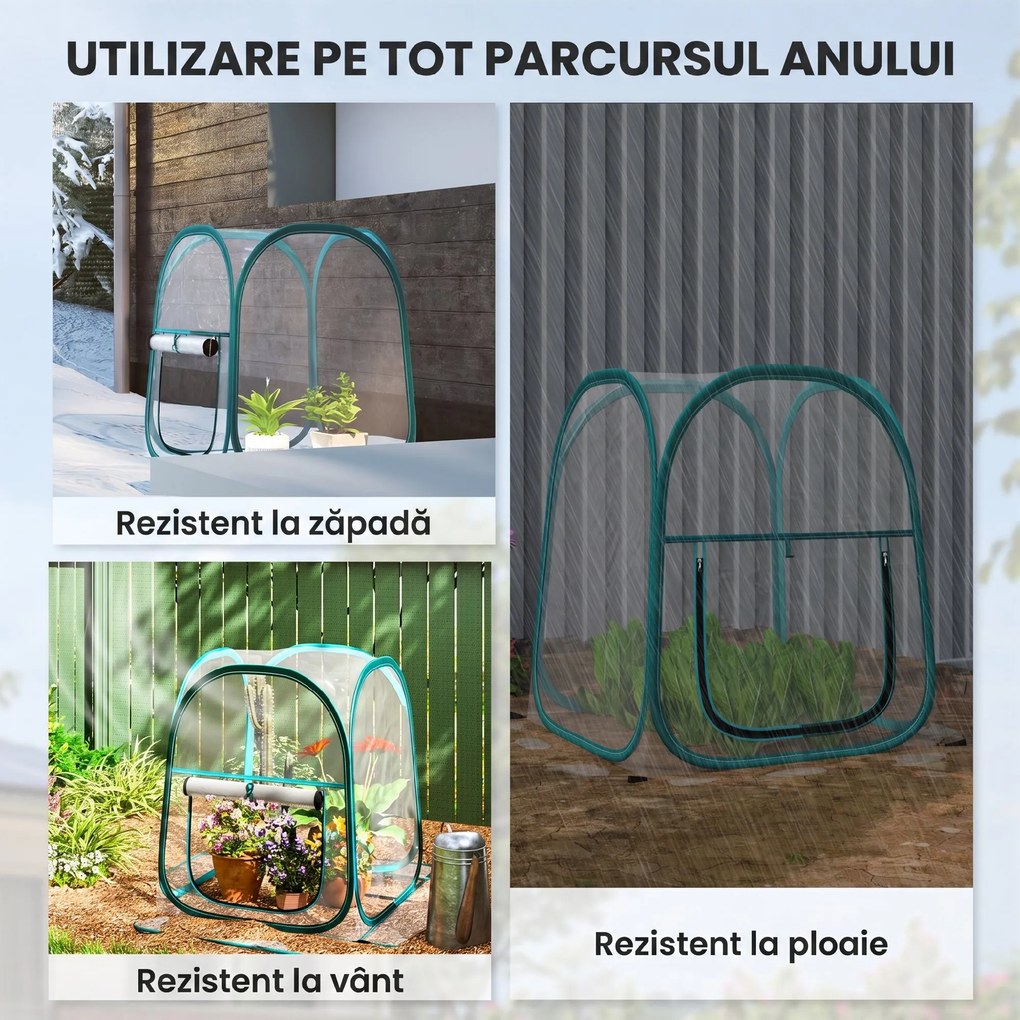 Outsunny Seră Mică Portabilă cu Design Pop-up și Geantă de Depozitare, 70x70x80 cm, Transparent | Aosom Romania