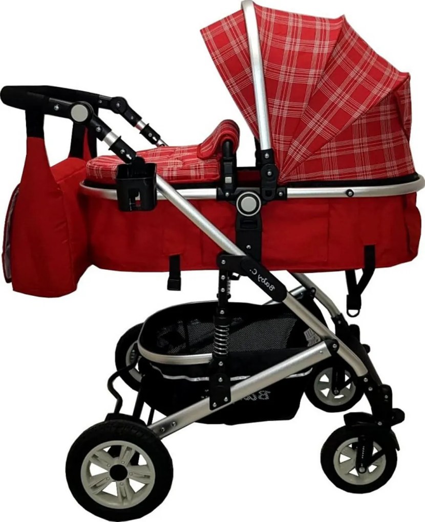 Carucior nou nascuti 3 in 1 Baby Care™ PRO 531 , geanta Bebe, Cadru Aluminiu, Amortizoare, Roti din cauciuc plin AVE, Landou, Scoica auto, Spatar