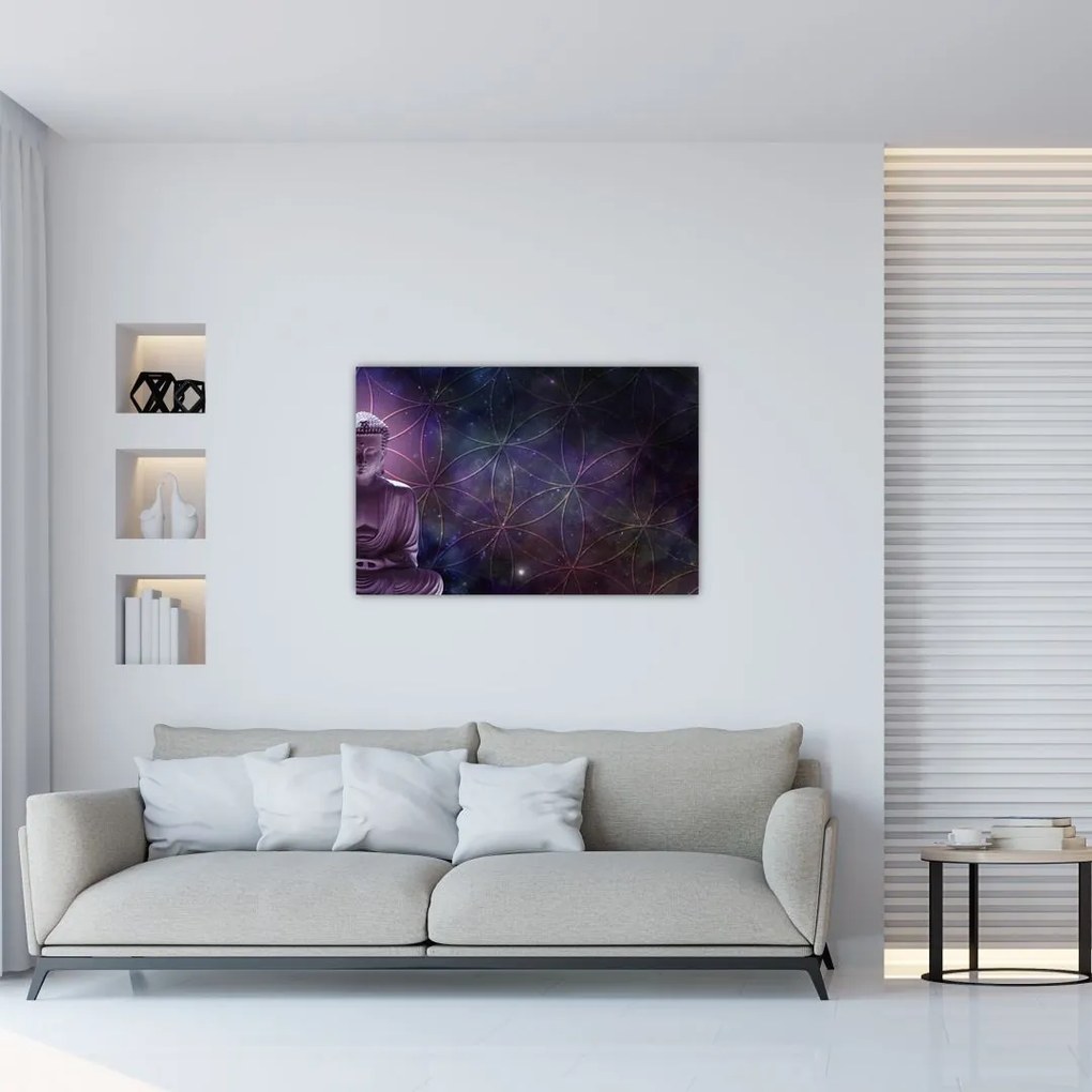 Tablou - Buddha cu florile vieții (90x60 cm)