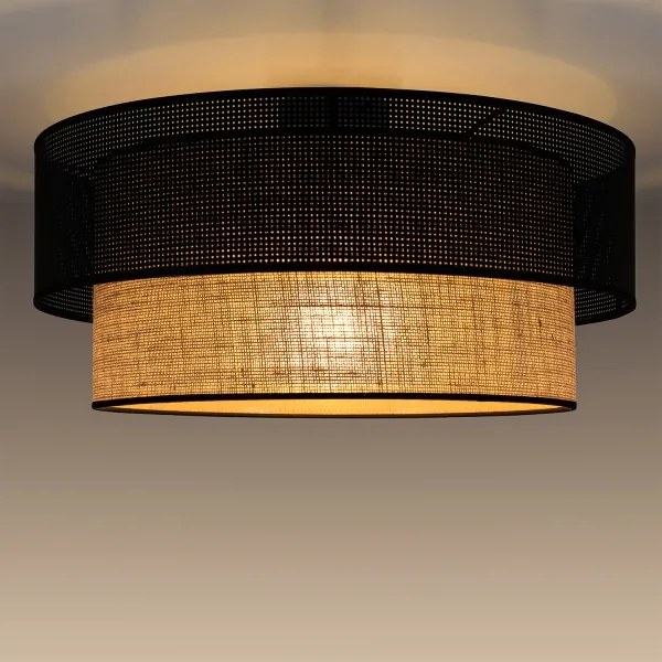 Plafonieră BORHO 1xE27/60W/230V Ø 50 cm negru/jută