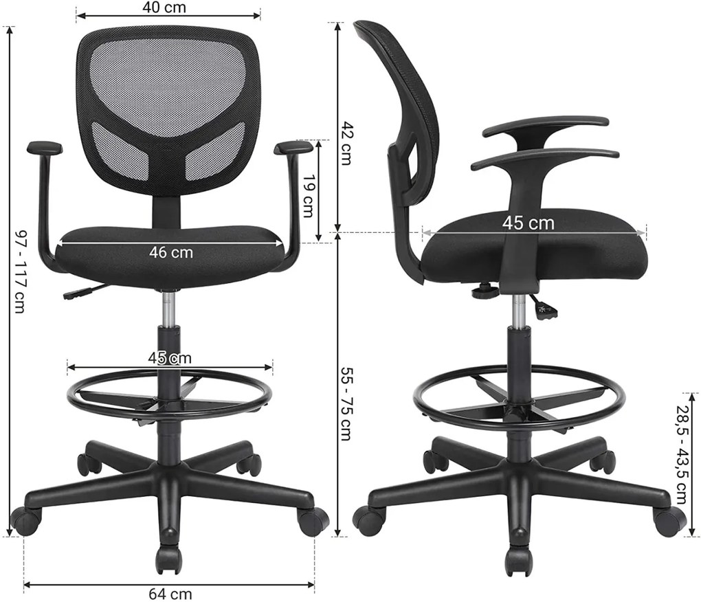 Scaun inalt de birou Black Terra One