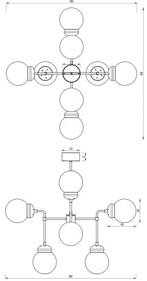 Lustră pe tijă HYDRO 8xE14/60W/230V