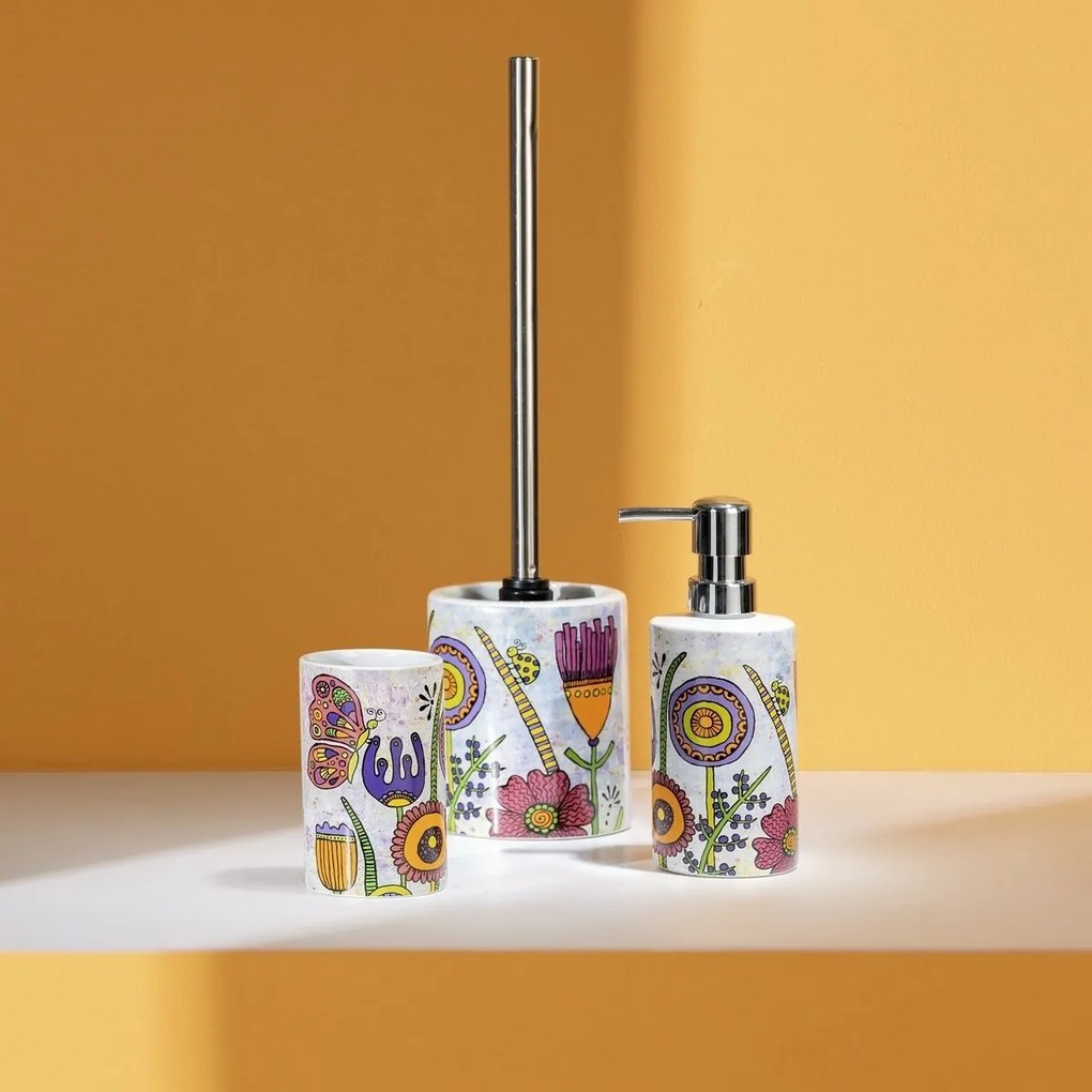 Pahar de baie ceramic pentru periuță de dinți Wenko Wenko Rollin'Art Full Bloom