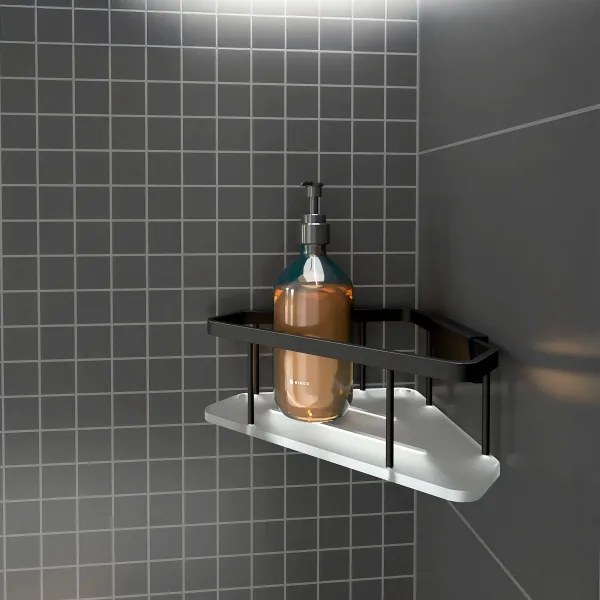 Raft de perete de duș NIMCO Ki-14003-B-90 KIBO negru mat/alb