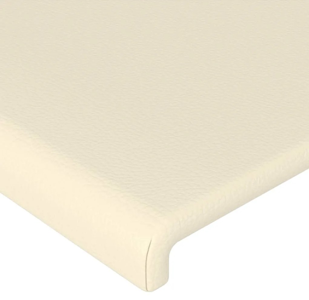 Cadru de pat cu tablie, crem, 90x200 cm, piele ecologica Crem, 90 x 200 cm, Design simplu