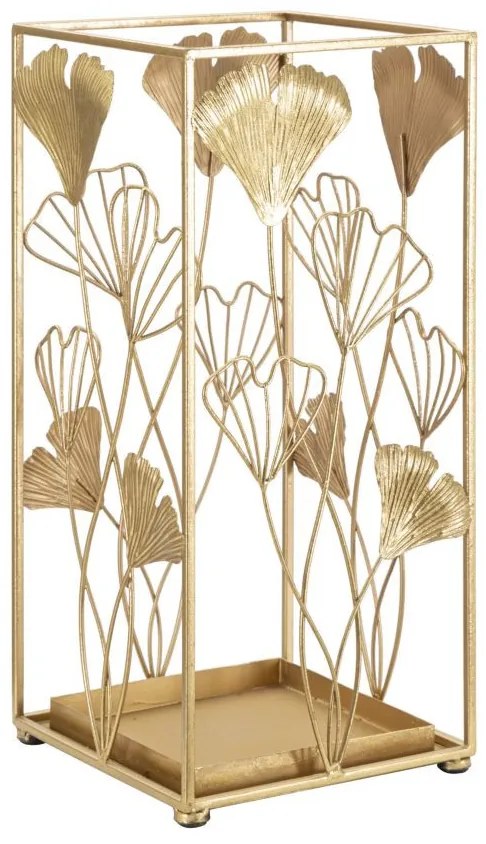 Suport umbrele auriu din metal, 22,5x22,5x48,5 cm, Gold Leaf Mauro Ferretti