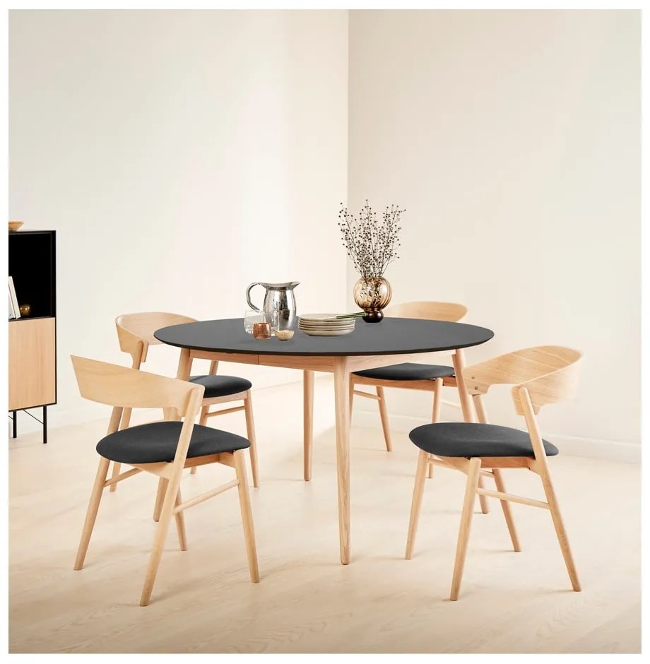 Masă de dining rotundă extensibilă cu blat cu aspect de lemn de stejar ø 135 cm Meza – Hammel Furniture