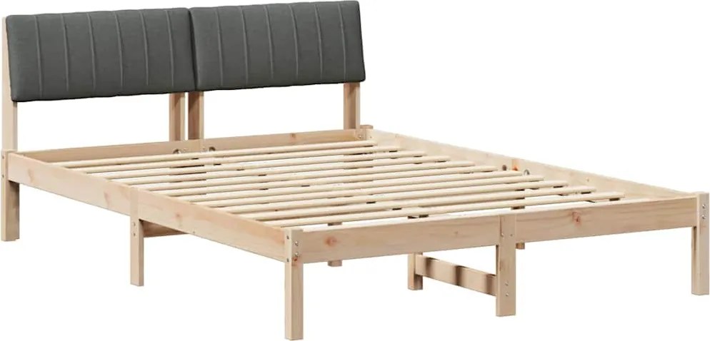 vidaXL Cadru de pat maro și gri închis 140 x 190 cm Lemn masiv de pin