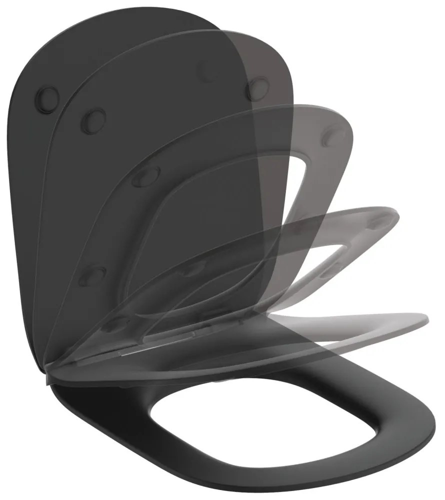 Capac WC ultra plat, softClose, negru Negru mat